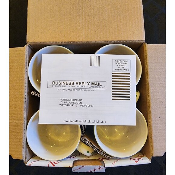 Set Of 4 Spode Christmas Tree Mugs 12 Oz Fine Porcelain Green Trim - Picture 3 of 6